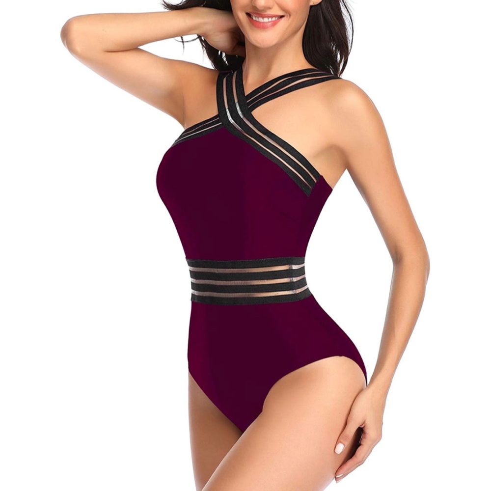 🎉HP | Tempt Me ✨Criss-Cross Front Mesh Swimsuit - Picture 5 of 10